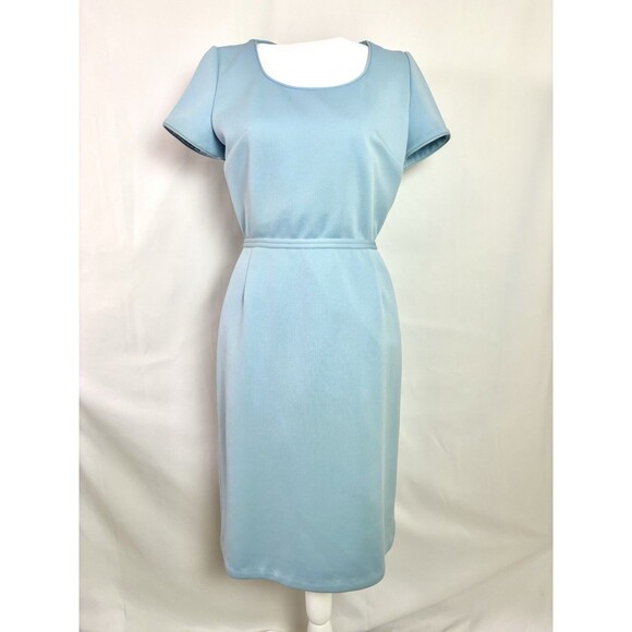 Vintage 1960s Lilli Ann Knit 2 Piece Dress Coat Set Powder Blue No Tag XS/S Midi - Picture 2 of 16
